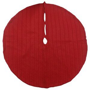 Holiday Home Red Christmas Tree Skirt with Cable Knit Texture